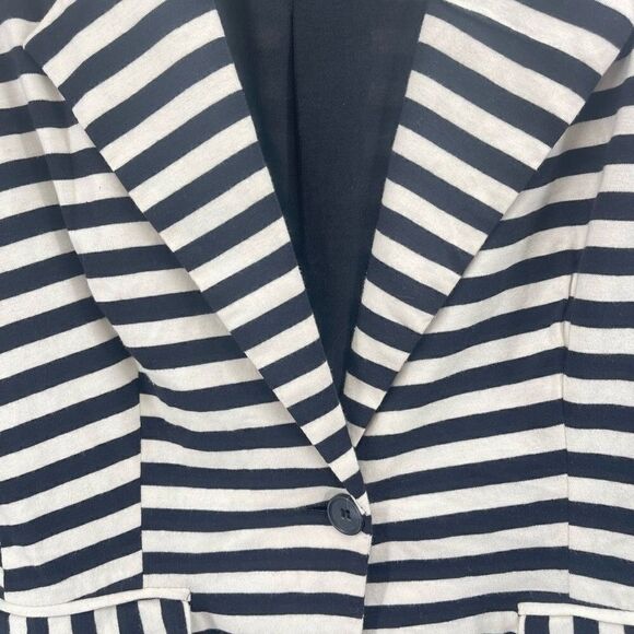 Monteau Women's Single Button Blazer Striped 3/4 Sleeve black white Medium - Picture 11 of 11